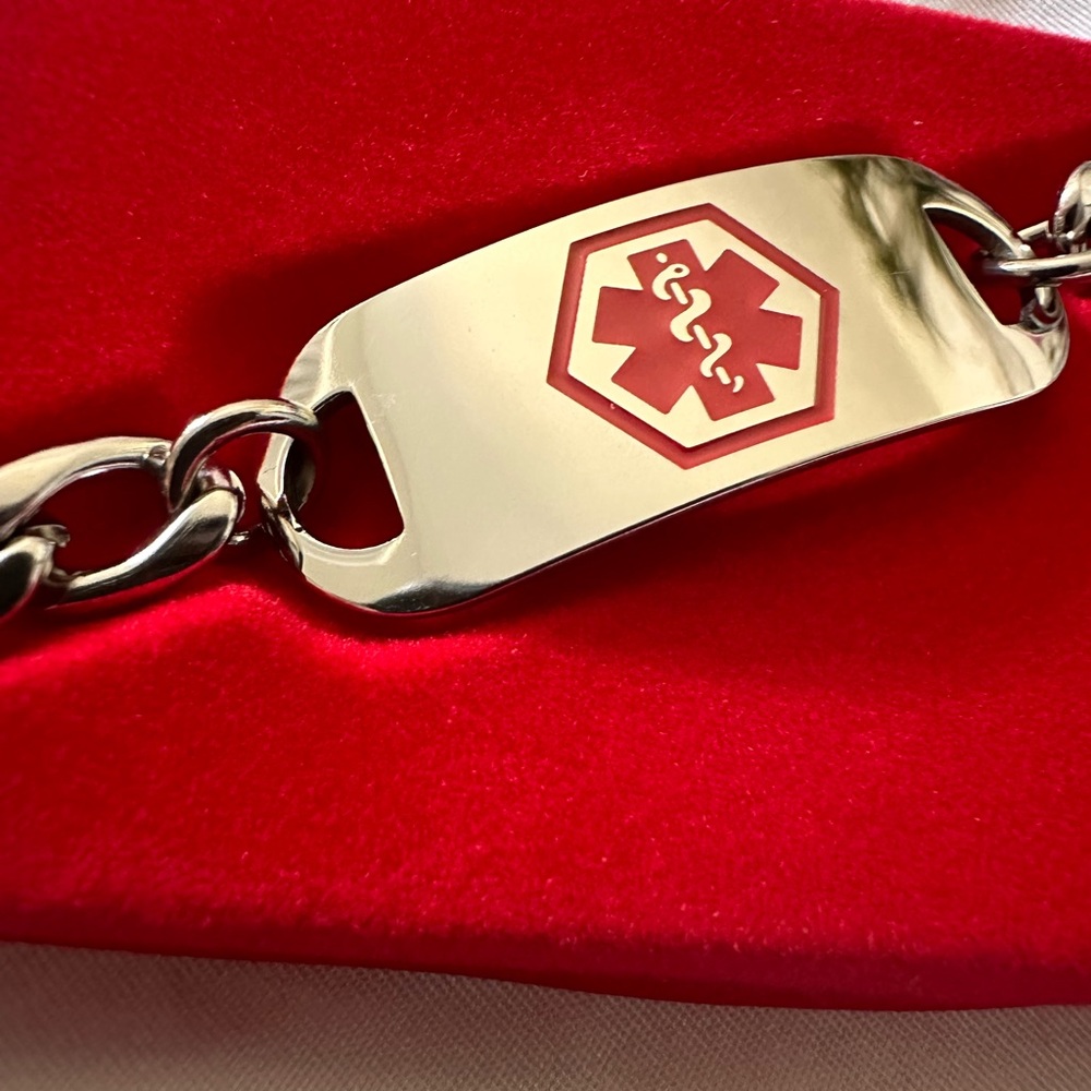 Medical alert Diabetic bracelet Stainless steel adjustable